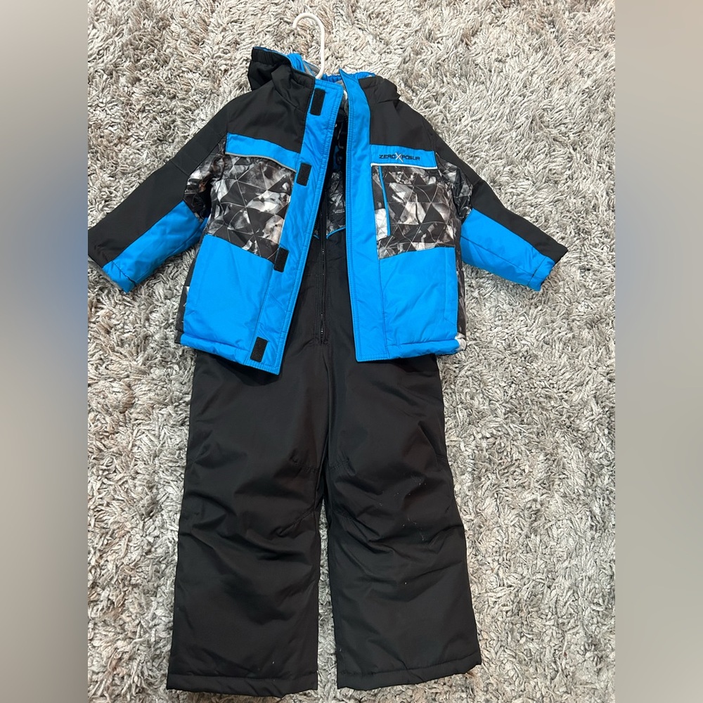 Blue and Black Winter Jacket and Pants Set